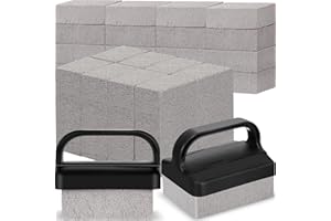 Dunzy 26 Pack Grill Griddle Cleaning Brick Block Pumice Stones Scrubbing Grill Cleaning Stone Griddle Scrubber Cleaner with Handle for Outdoor BBQ Flat Top Cookers Removing Greases Stains