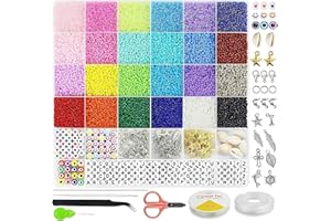 LMYKH 16800 perline per bracciali, 24 colori, 2 mm, set di perline fai da te, per Natale, vacanze, compleanni, feste, ricompense, braccialetti fai da te (2 mm-24 colori)