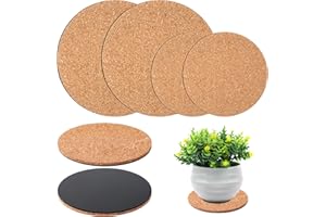Cork Plant Coasters,Augshy 4 Pieces Cork Plant Mats for Indoor Plants and Garden Pots,Plant Saucer for Indoors (4 Inches,6 Inches)
