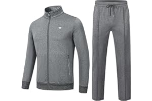 AjezMax Survêtement pour homme à manches longues Couleur unie Survêtement de loisirs sport de course avec fermeture éclair