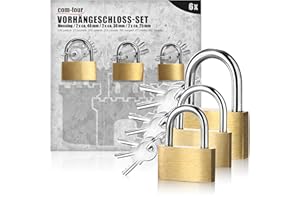 COM-FOUR® 6x Lucchetto in metallo massiccio - Lucchetto con chiave e diversi spessori - lucchetti per valigie e bagagli