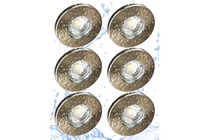 Trango Set of 6 IP44 6000K Daylight White LED recessed Spotlight in matt Nickel TG6729IP-062M6KSD incl. 6X dimmable Ultra Flat LED Module for Bath, Shower, recessed Light, Ceiling Spotlight lamp