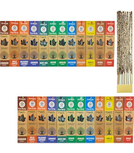 Aromasenses| Incenso alla Ruta biologico Ullas Sahumerio | 100% naturale | Fatto a mano | 25 gr x 12 Pacchetti = Totale 300 gr | Rilassamento, Yoga, Meditazione + 1 Bruciatore di incenso Aromasenses