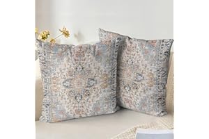 XPHZZL Pack of 2 Soft Decorative Cushion Covers 50cm x 50cm cm Square Throw Pillow Case Bohemian Style Pillowcases for Sofa Bedroom Outdoor Patio Garden Blue/Grey with Invisible Zipper 20x20 Inch