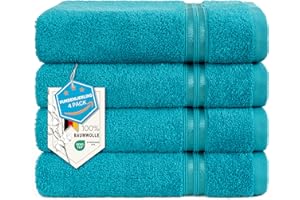 Hammetex Lot de 4 Serviettes 50x100 cm, 100% Coton 500 GSM, Douces, Absorbantes, Séchage Rapide, Idéal pour Le Gymnase, Le Bain, Le Sauna, Certifiées Oeko-TEX, Turquoise