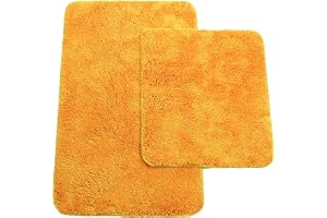 Brandsseller Badmatta set med 2 mattor inklusive: Badrumsmatta ca 50/80 cm och toalett ca 45/50 cm - färg: orange - från