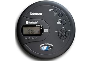 Lenco CD-300 - Tragbarer CD-Player Walkman - Bluetooth Diskman - CD Walkman - MP3 Funktion - Antishock - 2 x 2000mAh Akku - Kopfhörer - Micro USB Ladekabel - Schwarz