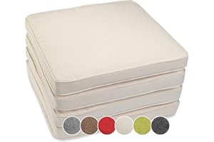 sunnypillow 4er Set Stuhlkissen wasserdicht UV-lichtecht 40 x 40 x 5cm | Polsterauflage Auflage für Stühle/Bänke | Sitzkissen Stuhlauflage für Haus und Garten | Indoor/Outdoor | Ecru
