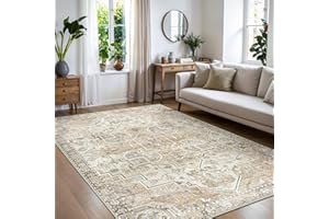 BEIMO Tappeto Salotto Pelo Corto Vintage, Tappeto Camera Da Letto, Tappeti Antiscivolo Lavabile, Grande Tappeti Persiano per Cameretta, Soggiorno, Sala, Scendiletto, Marrone, 160x230cm