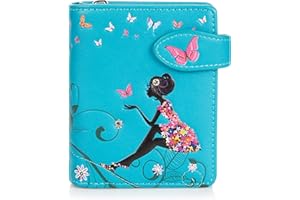 SHAG WEAR Shagwear Portafoglio Donna Portamonete in Pelle e Morbida PU - 6 Scomparti per Carte, 1 Finestra di Identificazione con Tasca Portamonete Piccolo e Corto in Bellissimi Colori Temi Fantasy