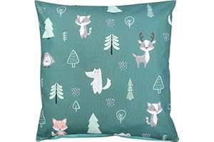 TupTam Funda para Cojin con Diseño Decorativo para Niños, Bosque/Zorro/Corzo/Erizo/Osito/Verde/Menta, 40 x 60 cm