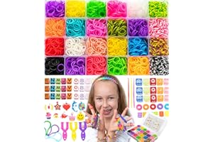 PRETOLE 10000+ Loom Bands 24 Colorful Loom Band Kit for Girls Boys Loom Bands Starter Kit with Board Rubber Band Friendship Bracelet Making Kit Loom Bands Refill
