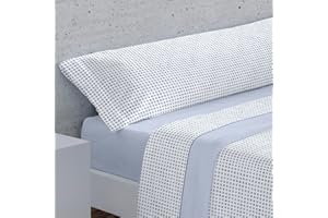 D DONEGAL COLLECTIONS Donegal Collections Sábanas Pirineo 105 - Sabanas de Invierno - Juego Sábanas Térmicas Invierno 105x190 Fio Azul - Bajera Ajustable Largos 190/200cm y Altos 30cm, Encimera y Funda de Almohada