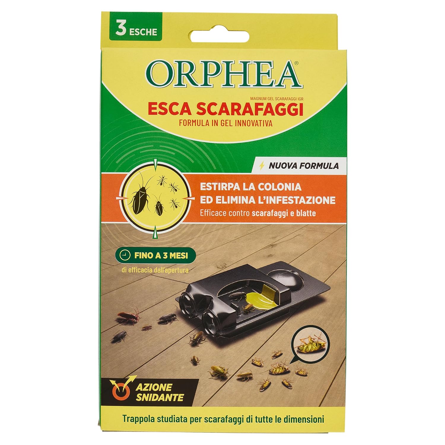 Orphea, Esca Scarafaggi, Insetticida Gel per Blatte, Estirpa la Colonia ed Elimina l'Infestazione, Confezione da 3 Pezzi