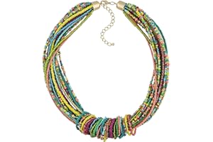 Bocar Chunky Statement Seed Beads Women Choker Bib Necklace for Women (NK-10314)