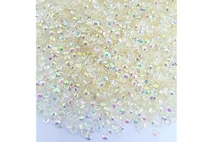 MajorCrafts 4000pcs 2mm ss6 Transparent AB Flat Back Round 14 Facets Resin Rhinestones Arts and Crafts Embellishment Gems (Transparent Clear AB C44)