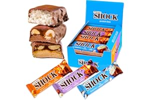 ‎FITNESSHOCK FitnesSHOCK Proteinriegel Set Mix Box Protein Bar ohne Zusatz von Zucker mit hohem 20% Proteingehalt low carb Fitness Eiweissriegel fast zuckerfrei (1g) ballaststoffreich 12x50g