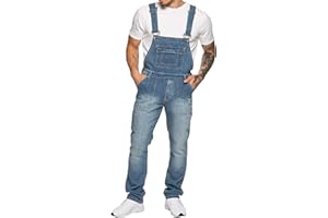 989Zé ENZO Mens Denim Blu Salopette Lavoro Moda Salopette Casual Jeans 30 - 50 Taglie Vita, Blu, 30W x 32L