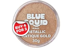 Blue Squid Pinturas faciales Profesionales con Base acuosa, aptas para la Cara y para el Cuerpo, para niños, Adultos y Efectos Especiales, envase Individual (Color Dorado Antiguo Metalizado, 30 g)