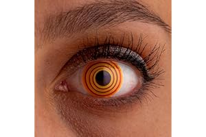 LEXXOO Farbige Kontaktlinsen ohne Stärke, 1 Paar (2 Stück) – „Hypnotized II“ – Kontaktlinsen Farbig für Halloween, Fasching, Karneval & Cosplay, Gelb Rot Kontaktlinsen mit UV-Schutz