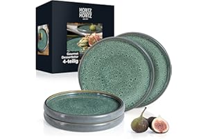 Moritz & Moritz 4 x małe talerze 21 cm – zestaw talerzy z kamionki jako talerzyki deserowe, talerze do ciasta, talerze śniadaniowe, zestaw naczyń do serwowania