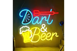 CoolGift Mart Beer Darts Neon Light, Dimmable LED Neon Wall Sign USB Powered, Decorations for Bedroom Man Cave Bar Club, Gift for Beer Darts Game Lovers