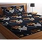 PATWAHOUSE 180 TC Glace Cotton King Size Grey Heart Design Luxury Double Bedsheet with 2 Pillow Covers (modern,Grey)