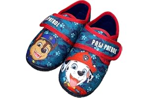 LEOMIL PAW PATROL Kinder Hausschuhe Jungen von 2 bis 6 Jahre, Warme Pantoffln für Junge und Mädchen mit Klettverschluss, Lustige Schuhe mit Chase und Marshall Motiv, Ideal für Kindergarten, Blau