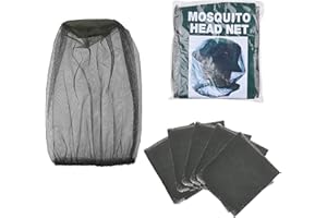 Kare & Kind 5-pack Head Net Mesh - Mosquito Net - Protects Face, Head, Neck from Bugs, Flies, Insects, Bees - Outdoor, Camping, Hiking, Trekking, Walking, Beekeeping, Gardening, Fishing (Dark Green)