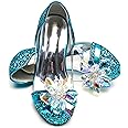 ELSA & ANNA Girls Snow Queen Princess Fancy Dress Up Party Shoes - 3cm Heel - Elsa Dress Up Shoes for Parties & Birthdays, Cosplay - Girls High Heels​​ (SIL15)