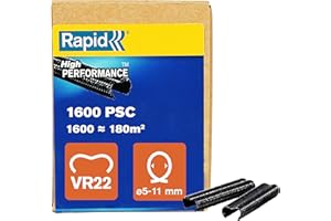 Rapid, Zszywki Zaciskowe Rapid VR22, Galwanizowane z Czarną Powłoką PET, Siatki Druciane 5–11 mm, Idealne do Zabezpieczania Klatek i Ogrodzeń, 1600 Sztuk, Pudełko (40017338)