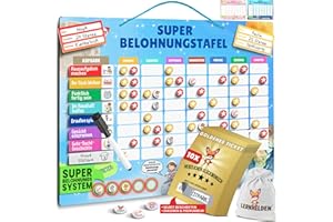 Lernhelden Belohnungstafel Kinder [100 Aufgaben] | + Bonus Tickets zum Beschriften, Magnete, Stift, Tasche | Montessori Magnettafel Aufgabentafel Wochenplaner ADHS Hilfsmittel ab 3 4 5 6 7 8 Jahre