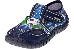 Chaussons enfant garçon Viggami, gris, turquoise, gris/lettres et bleu foncé taille 23 jusqu'à 30 (14 à 18,7 cm)