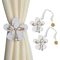 Homirty 2 Pezzi Fermatende per Tende con Perle, Fermatenda in Corda Decorativa Embrasse per Tende, Fermatende e Raccogli Tenda, Corda Ferma Tende, Clip Tende con Perla per la Casa L'Ufficio, Bianco