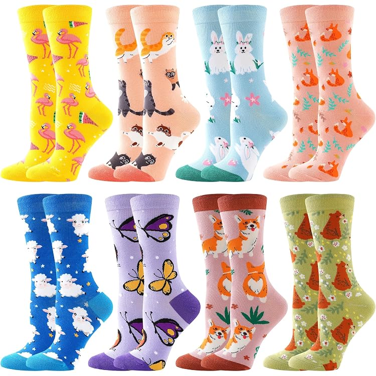 Chaussettes Drôles 3D - 5 Paires Motifs Nourriture - Hamburger, Frites, Pop-corn... - Cadeau Fun Pour Femmes
