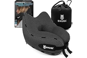 SNUGL Nackenkissen Memory Foam Waschbar & Verstellbar | Kuscheliges Nacken Reisekissen Für Flugzeug, Auto & Unterwegs | Reise-Kissen Nackenhörnchen, Neck Travel Pillow (Dunkelgrau, Erwachsener Klein)