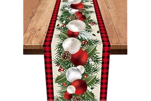 Christmas Table Runners,Xinvery Xmas Table Linens Gold Bell Christmas Dinner Table Runners Tablecloth for Dining Party Christmas Decorations 180x35CM