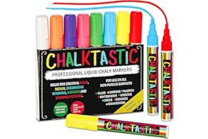 Colorful Art Co. Marqueur Craie Effaçable - Pack de 8 Couleurs Vives - Feutre Craie pour Tableau Noir, Verre, Vitres, Miroir, Céramique et Toute Surface Non Poreuse - Pointe 6 mm