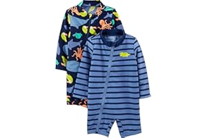 Simple Joys by Carter's Toddlers and Baby Boys' 1-Piece Zip Rashguards, Pack of 2