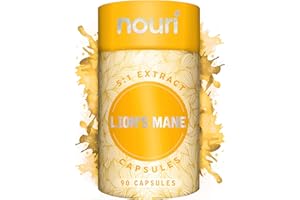 Nouri, Lion’s Mane 5:1 Mushroom Extract, 90 Capsules, Supports Healthy Nervous System, Healthy Brain and Focus, 2000mg per Serving Non-GMO 100% Natural- Vegan