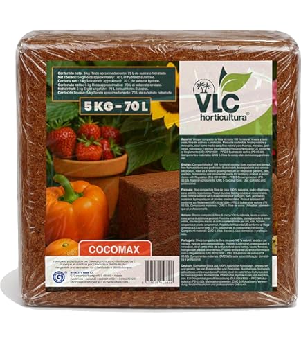 Fibra Di Cocco Organica In Mattone 5kg (70L) - Per Orti Urbani E Vermicompostiera - Substrato 100% Naturale