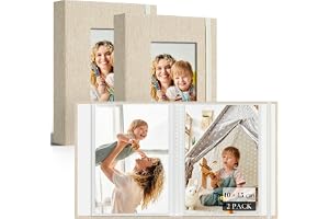 Vienrose Fotoalbum Små 10x15 Foton 2 Pack Linneöverdrag med frontfönster, Slip-in Album 26 sidor med 52 foton, lagra konstver