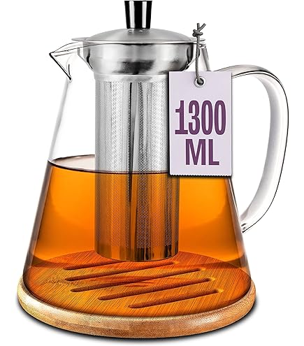 Glazen theepot met zeef - glazen theepot met handvat, theepot met