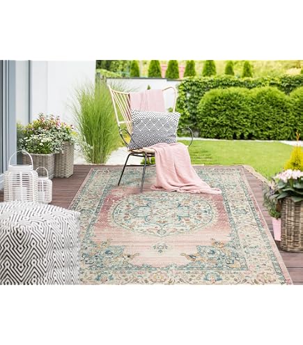MUJOO Waschbarer Läufer, 61 X 183 Cm – Boho-Teppich Mit Blumenmuster, Rutschfeste Unterseite, Für Bad, Flur & Mehr