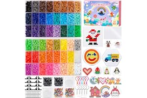 MZJAUVF 10000+ Bügelperlen Set, 48 Farben Bügelperlen Glitzer, Bügelperlen 5mm, Bügelperlen Platten, Bügelpapier, Bügelperlen Set Mädchen, Steckperlen Geschenk für Jungen und Mädchen