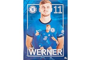 Be The Star Posters Chelsea FC 2020/21 Timo Werner A2 Fußball-Poster/Druck/Wandkunst, offizielles Lizenzprodukt, erhältlich in den Größen A3 & A2 (A2), Blau