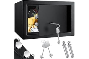 KESSER® Tresor Möbeltresor mit Doppelbartschloss, Safe Geldschrank Boden-Wandtresor Wandsafe 30x20x20cm ink. 2 x Schlüssel & Befestigungsschraube, Schwarz