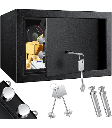 Coffre-Fort Mini Schramm Avec Serrure à Clé - Noir 23x17x17cm | Pour Mur Ou Meuble