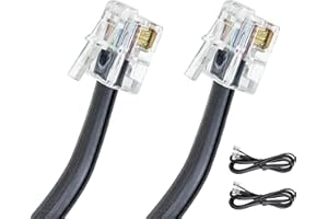VOLCORA [2 Pack] 5 Feet RJ11 / RJ12 Data Cable - Heavy Duty 6-Pins High-Speed Extension for Cash Register Drawer, Telephone, Modem, Fax, Printers, and More - Drawer Cable for Voice and Data
