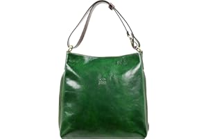 Time Resistance Borsa a Mano Donna Realizzata a Mano in Italia – Borsa in Pelle Donna Artigianale – Comoda Borsa da Donna con Tante Tasche, Adatta a Qualsiasi Occasione (Verde)